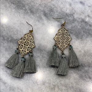 Elegant Gray Tassel Earrings